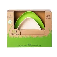 Set farfurii - Bioplastic - Verde-Alb