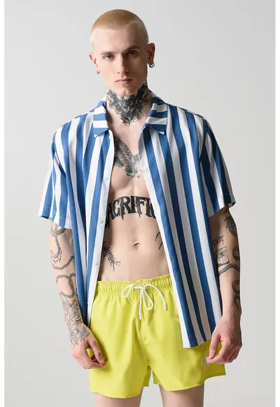 Pantaloni scurti de baie cu buzunare laterale - Galben neon