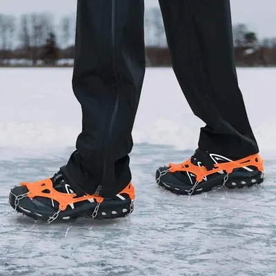 vidaXL Cleats de gheață pentru pantofi cu 10 țăruși Portocaliu S