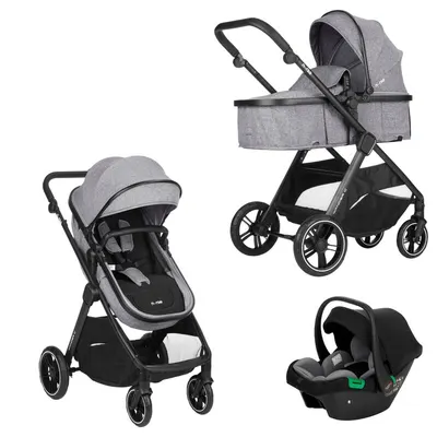 Carucior transformabil 3 in 1, Nurse, Wander C, Cu multiple accesorii, Pliere compacta, Sustine 22 kg, EN1888-1/2:2018 + A1:2022, 0 luni+, Iron