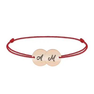 Penny - Bratara personalizata snur doi banuti din argint 925 placat cu aur roz