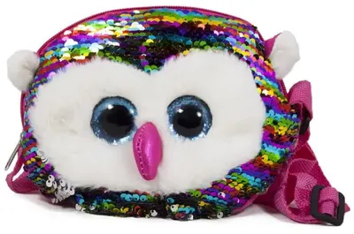 Geantă pentru copii cu paiete Amek Toys - Bufniță, 20 cm, asortiment
