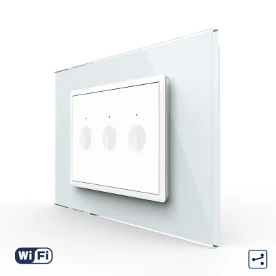 Intrerupator Triplu Cap Scara / Cruce Wi-Fi cu Touch LIVOLO, standard italian – Serie Noua, Alb
