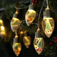 Instalatie Craciun, 10 becuri LED Snow Globe, Decor cu braduti si zapada - Default Title