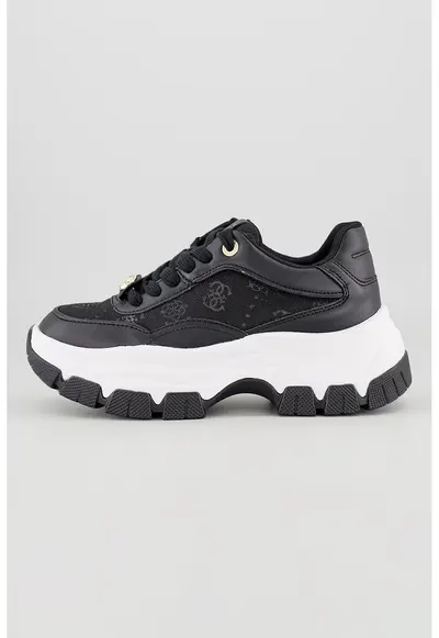 Pantofi sport de piele ecologica cu insertii textile - Negru