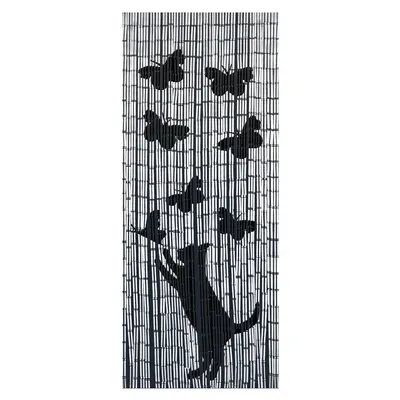 Perdea de ușă din bambus neagră/gri 200x90 cm Cat and Butterfly - Maximex