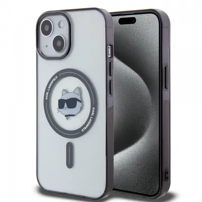 Husa MagSafe pentru Apple iPhone 15 Plus, Karl Lagerfeld, IML Choupette's Head, Transparenta