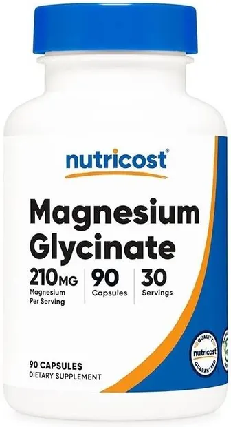 Magnesium Glycinate, 210 mg, 90 capsule, Nutricost