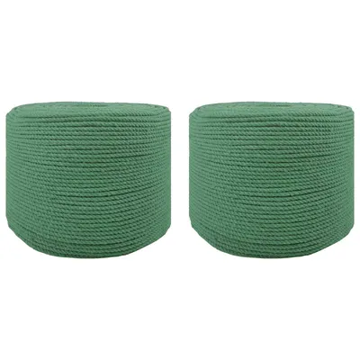 vidaXL Sfoară din bumbac 2 buc. 2 mm 100 m Verde 100% bumbac