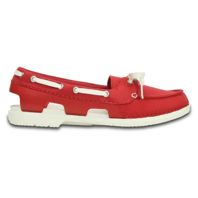 Pantofi Crocs Women's Beach Line Hybrid Boat Shoe Rosu - Pepper/White