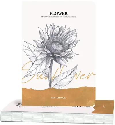 Caiet de schițe pentru desen Drasca Flower - Floarea soarelui, 80 foi