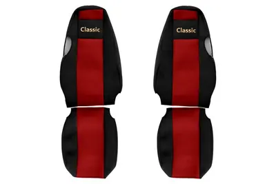 Set huse scaun textil camion compatibile cu SERIA 4 (01.1995-12.2004) cu tetiere integrate, Rosu