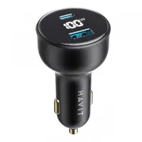 Incarcator Auto HAVIT CC100W Display, 100W, 5A, 1 x USB-A - 1 x USB-C, Negru