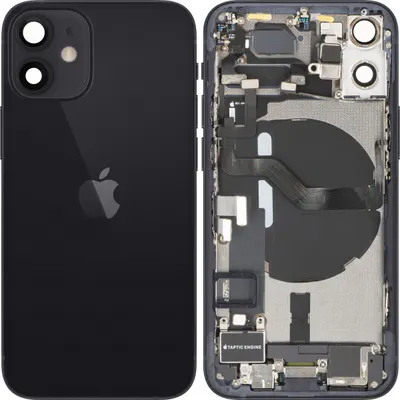 Capac Baterie Apple iPhone 12 mini, Cu Carcasa Mijloc, Full Parts, Negru, Swap