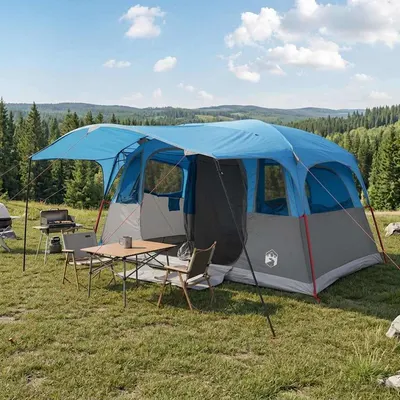 vidaXL Cort tunel albastru 427 x 305 x 205 cm Poliester și oțel