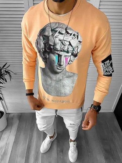 Bluza barbati portocalie slim fit K404 P19-2.2