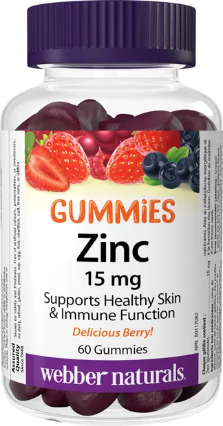 Zinc Gummies, 15 mg, 60 tablete, Webber Naturals