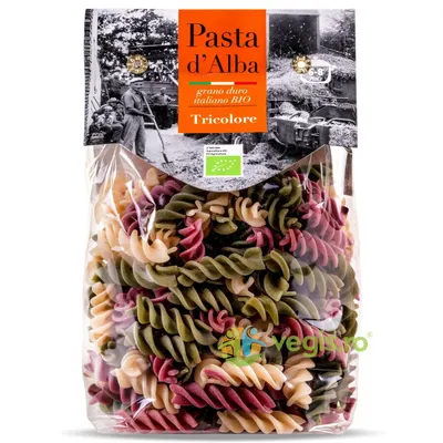 Paste Tricolore Fusilli din Grau Dur, Spanac si Sfecla Rosie Ecologice/Bio 250g