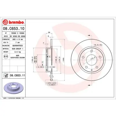 Disc frana BREMBO 08.C653.11
