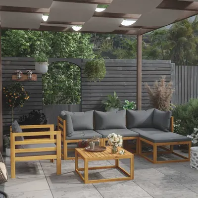 Gossi set mobilier gradina cu perne, 6 piese, lemn masiv acacia