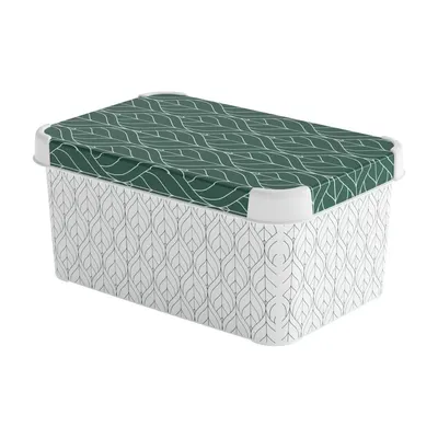 Cutie de depozitare albă/verde din plastic cu capac 29,5x19,5x13,5 cm S – Curver