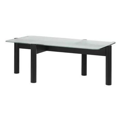 Măsuță de cafea neagră cu blat din sticlă 55x105 cm Kob – noo.ma