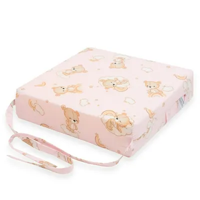 Pernuta inaltator, New Baby, Din spuma poliuretanica, Cu husa detasabila, Din bumbac, Grosime 8 cm, Bear Pink