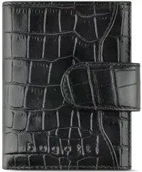 Husă din piele pentru carduri de credit Bugatti Smart - Croco, Protecție RFID, negru
