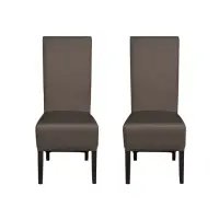 Set 2 scaune living VANESSA, picioare lemn wenge, piele ecologica gri elefant, 47x60x110 cm