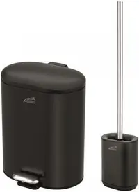 Set coș de toaletă și periuță Inter Ceramic - 8355B, 6 L, negru mat
