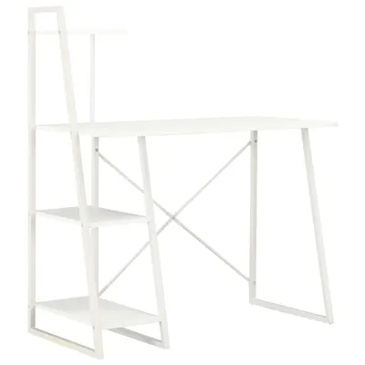 vidaXL Birou cu rafturi, alb, 102 x 50 x 117 cm
