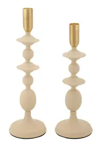 Mauro Ferretti Set Suport Lumanare Gemini Crem 2 Bucăți Cm Ø10X29-10X31 | Aosom Romania