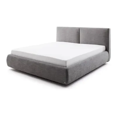 Pat matrimonial gri închis tapițat cu spațiu de depozitare cu somieră 180x200 cm Atesio – Meise Möbel