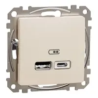 Sedna Design, Priza incarcare USB A+C, 2.4A, bej