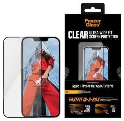 Protector de sticlă PanzerGlass – Clear UWF, iPhone 17e/16e/14/13/13 Pro