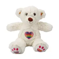 Ursulet de plus, Puffy Friends, Rainbow Heart, Alb, 30 cm