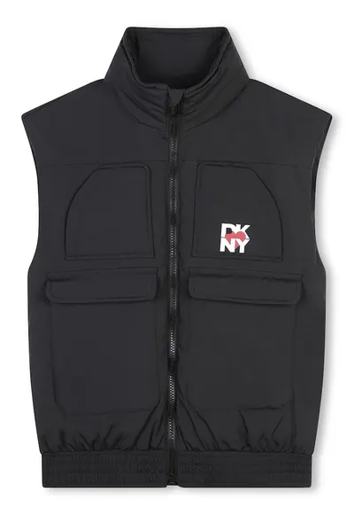Vesta cu fermoar si gluga detasabila - Negru stins