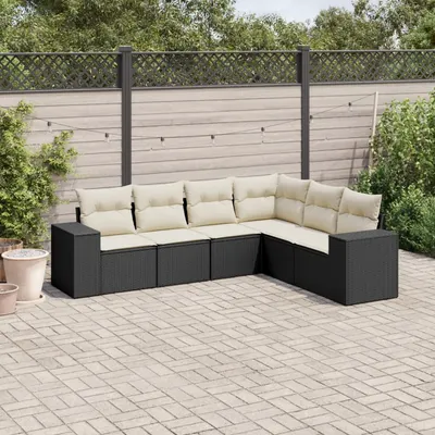 Gossi set mobilier de gradina cu perne, 6 piese, negru, poliratan