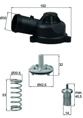 Termostat lichid racire (83 C, in carcasa) potrivit AUDI A1, A3, TT; SEAT ALTEA, ALTEA XL, CORDOBA, IBIZA III, IBIZA IV, IBIZA IV SC, LEON, TOLEDO III, TOLEDO IV 1.4-2.0 05.06-05.22