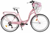 Bicicleta copii Davi Amelia, 6 viteze, 24″, 130-165 cm, Roz/Negru