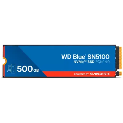 SSD WD Blue SN5100 500GB M.2 2280 PCIe Gen4 x4 NVMe QLC 3D, Read/Write: 6600/5600 MBps, IOPS 660K/1100K, TBW: 300
