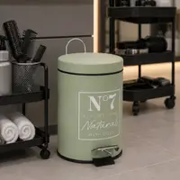 Coș de gunoi N°7, cu pedală, capacitate 3l, culoarea verde, 17x24.5 cm