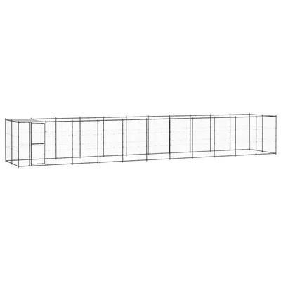 Gossi padoc pentru caini de exterior cu acoperis, 26,62 m2, otel