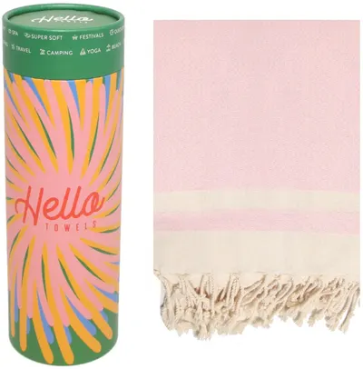 Prosop de plajă în cutie Hello Towels - New Collection, 100 x 180 cm, 100% bumbac, roz-bej