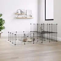 Gossi cusca animale de companie cu usa 36 panouri negru 35x35 cm otel