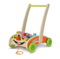 Jucarie de impins carucior cu 36 blocuri de lemn Eichhorn 39x44x25 cm