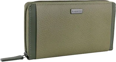Portofel din piele pentru femei Bugatti Sina - Long, verde, cu fermoar