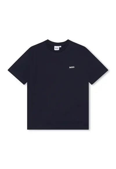 Tricou din bumbac cu imprimeu logo discret - Bleumarin