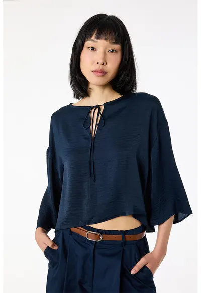 Bluza lejera vaporoasa - Albastru oceanic