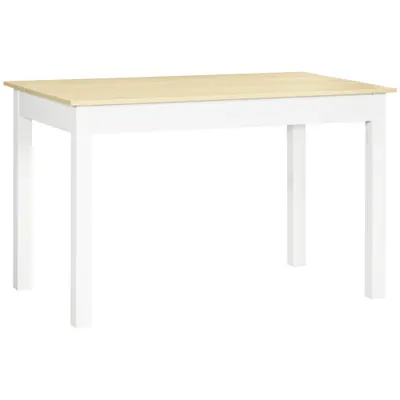 HOMCOM Masă pentru 4-6 Persoane, Masă Modernă de Bucătărie și Sufragerie din Lemn, 119x70x75 cm, Alb | Aosom Romania